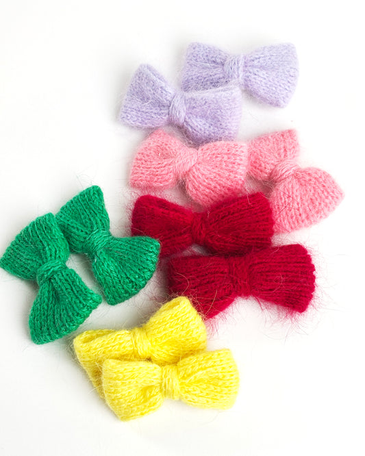 Mollette Fiocco lavorate a maglia